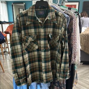 Pendleton Wool Plaid Shirt in Green and Tan
